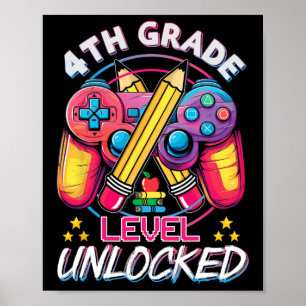 Poster Jeu vidéo déverrouillé de 4e année à l'école