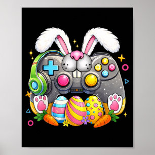 Poster Jeu vidéo drôle de Pâques oeufs garçon fille enfan