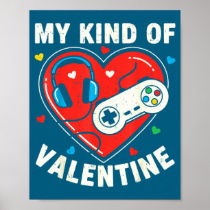 Poster Jeu Vidéo Drôle Gamer Saint-Valentin Pour Adolesce