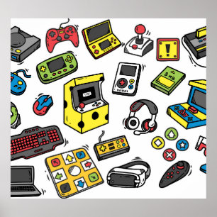 Poster Jeu vidéo, jeu de doodles