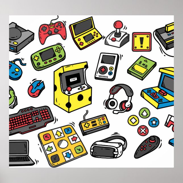 Poster Jeu vidéo, jeu de doodles (Devant)
