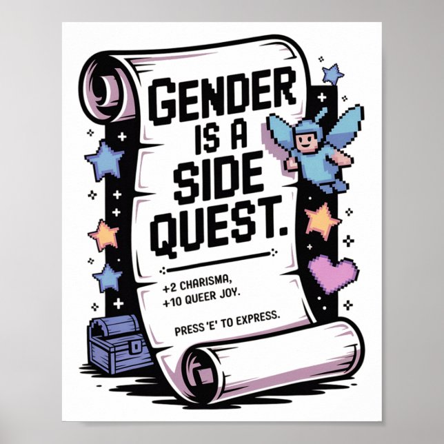 Poster Jeu vidéo Non-binary Gamer Gender Is A Side Quest (Devant)