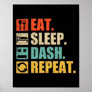 Poster Jeu vidéo Retro Manger Dormir Courir Répéter
