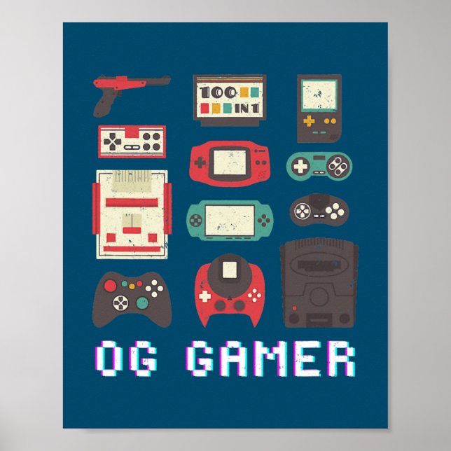 Poster Jeu vidéo vintage Joueur OG Retro Graphisme (Devant)