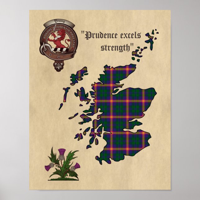 Poster Jeune Clan Badge et Tartan 11x14 (Devant)