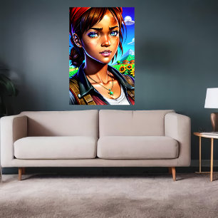 Poster Jeune dame à la ferme   Art AI