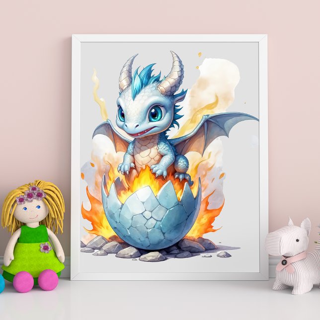 Poster Jeune dragon bleu de Frostfire Fantasy (Créateur téléchargé)