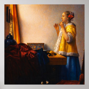 Poster Jeune Femme au Collier de Perles de Vermeer