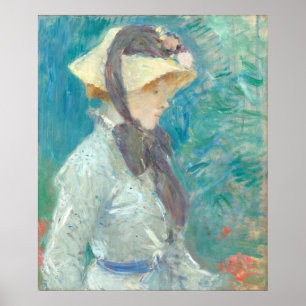 Poster Jeune femme avec Casquette de paille - Berthe Mori