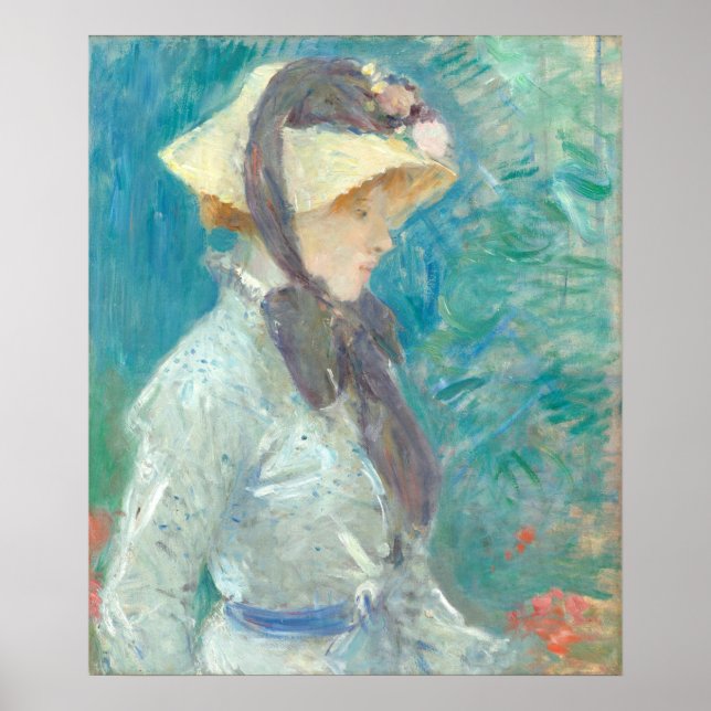 Poster Jeune femme avec Casquette de paille - Berthe Mori (Devant)