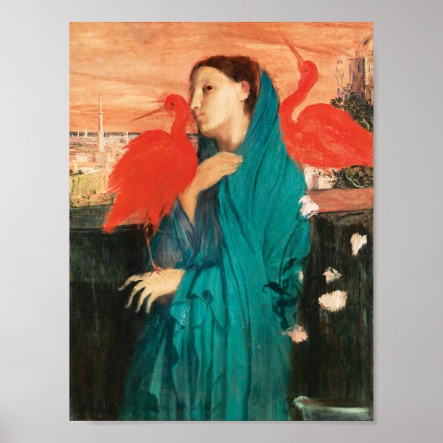 Poster Jeune femme avec Ibis Fine Art par Edgar Degas (Devant)