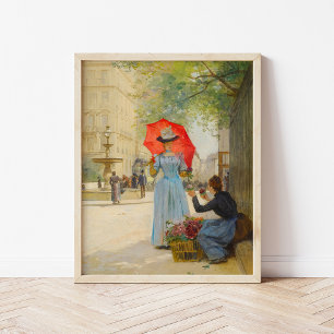 Poster Jeune femme avec parapluie Victor Gabriel Gilber