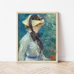Poster Jeune Femme avec un Chapeau de Paille   Berthe Mor