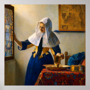Poster Jeune Femme avec un Pichet d'Eau de Vermeer