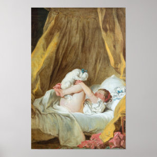 Poster Jeune fille avec son chien - Fragonard