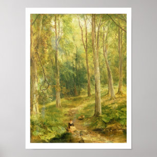 Poster Jeune fille baignant ses pieds