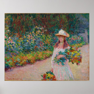 Poster Jeune fille dans le jardin de Giverny, 1888