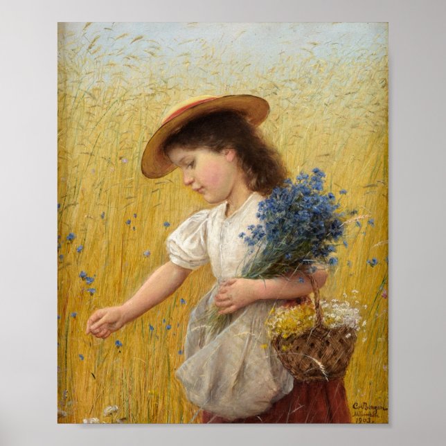 Poster Jeune fille dans un champ de blé (Devant)