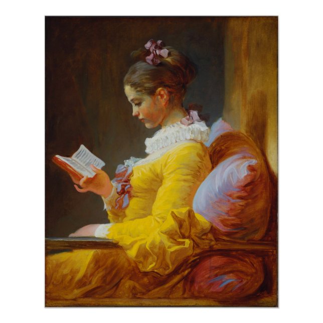 Poster Jeune fille Lecture par Jean-Honore Fragonard (Devant)