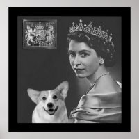 Jeune reine Elizabeth II et chien de corgi