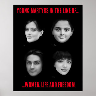 Poster Jeunes martyrs dans la ligne de la Femme, Vie, Lib