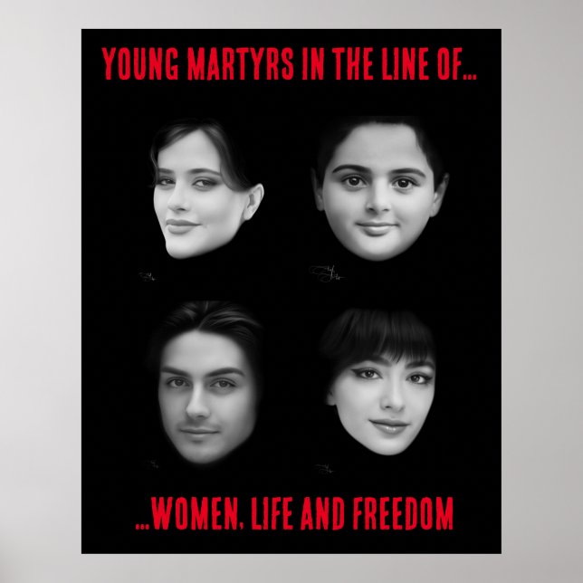 Poster Jeunes martyrs dans la ligne de la Femme, Vie, Lib (Devant)
