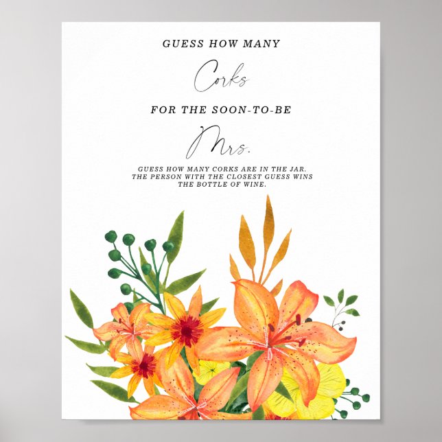 Poster Jeux de Baby Shower Combien de bouchons (Devant)