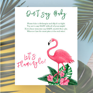 Poster Jeux de baby shower Flamingo Ne dites pas bébé