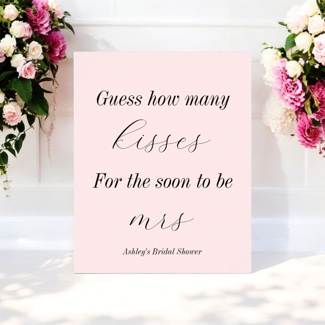 Poster Jeux de Baby Shower Rose Combien de Baisers (Créateur téléchargé)