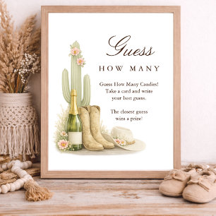 Poster Jeux de Baby Shower Western Boots Devinez combien