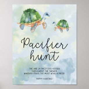 Poster Jeux de chasse à la tétine sur le thème de la mer