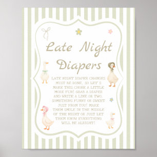 Poster Jeux de langettes pour bébé Shower de Maman l'Oye