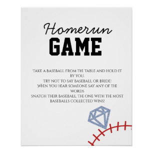 Poster Jeux de mariage pailletés pour homerun de baseball