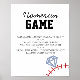 Poster Jeux de mariage pailletés pour un homerun de baseb