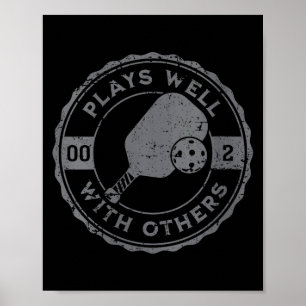 Poster Jeux de pickleball drôles de femmes avec d'autres