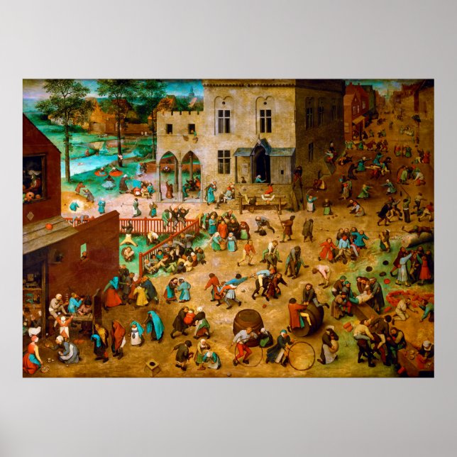 Poster Jeux pour enfants par Pieter Bruegel l'Ancien 1560 (Devant)