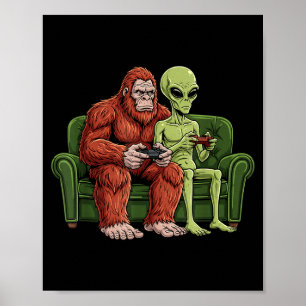 Poster Jeux vidéo Bigfoot Alien Sasquatch Ufo Hommes