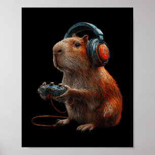 Poster Jeux Vidéo Capybara Graphique Drôle Pour Gamer