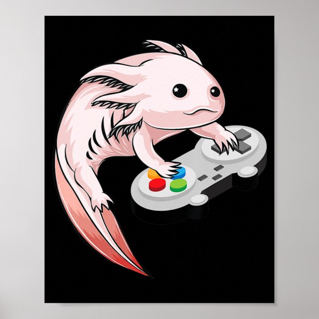 Poster Jeux vidéo Gamesolotl Axolotl Jeux Kawaii Anime (Devant)