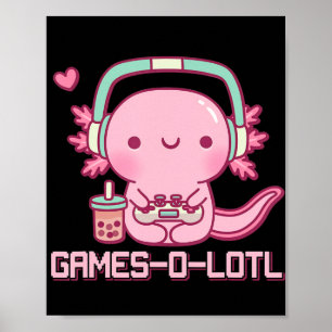 Poster Jeux vidéo Gamesolotl Axolotl Kawaii Anime Gamer