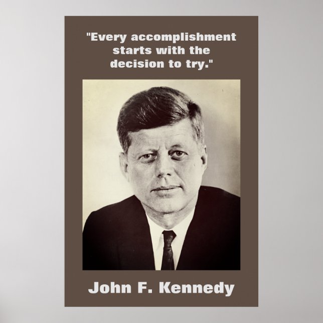 Poster JFK John F. Kennedy Citation Motivationnelle Brown (Devant)