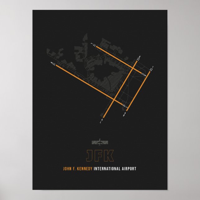 Poster JFK - Schéma de piste de l'aéroport John F. Kenned (Devant)