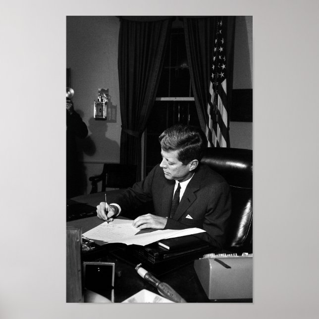 Poster JFK Signant La Quarantaine De Cuba (Devant)