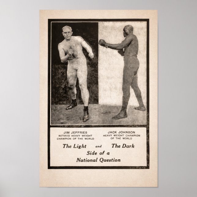 Poster Jim Jeffries vs Jack Johnson Promotion 1910 (Devant)