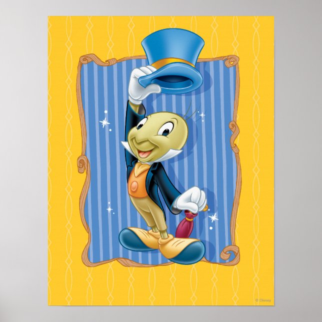 Poster Jiminy Cricket Lifting Son Casquette (Devant)