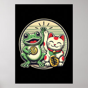 Poster Jin Chan et Maneki Neko - La chance et la prospéri