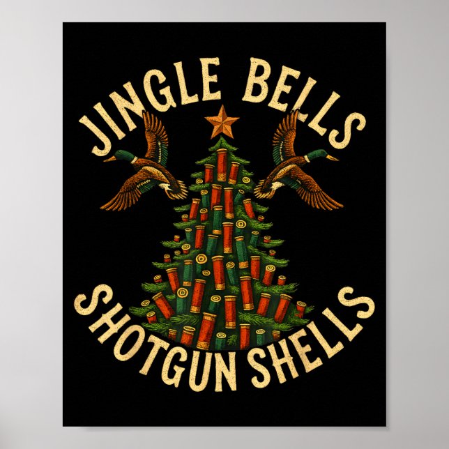 Poster Jingle Bells Shotgun Shells Funny Hunting Christma (Devant)