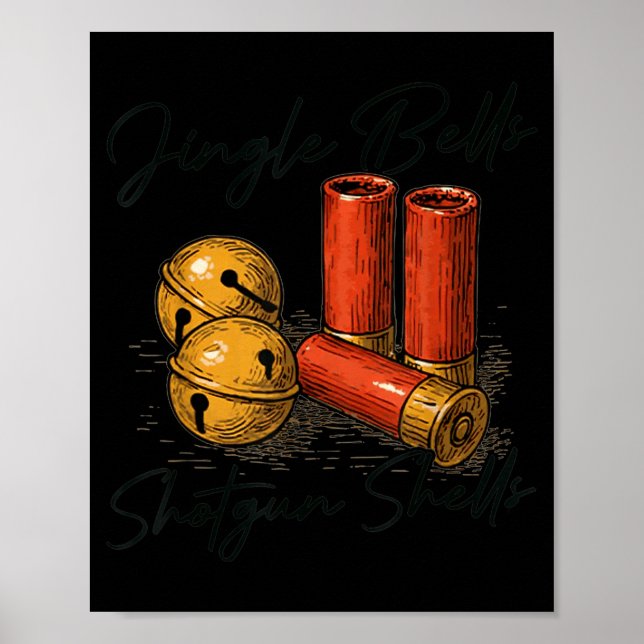 Poster Jingle Bells Shotgun Shells Funny Hunting Christma (Devant)