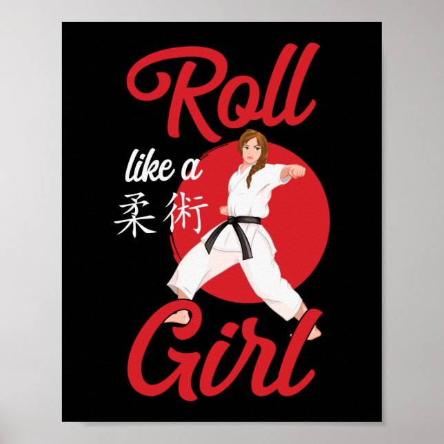 Poster Jiu Jitsu Bjj Roll Comme Une Fille (Devant)