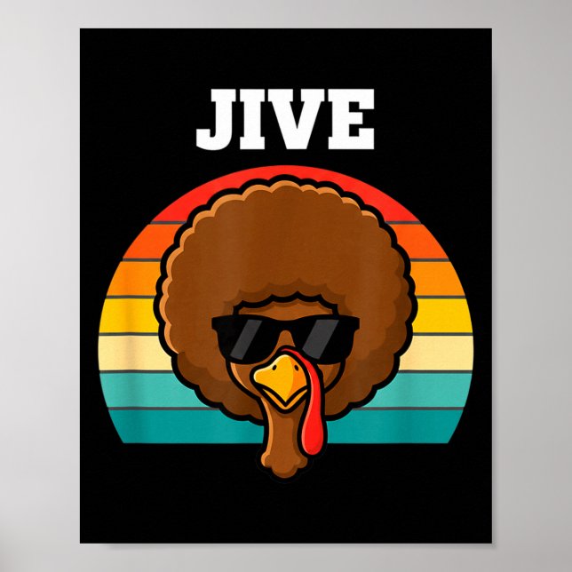 Poster Jive Turkey Afro Retro 70s Thanksgiving Turkey Day (Devant)